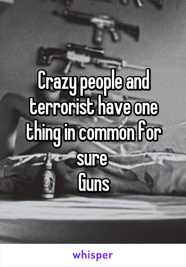 Crazy people and terrorist have one thing in common for sure 
Guns