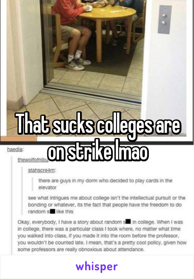 That sucks colleges are on strike lmao