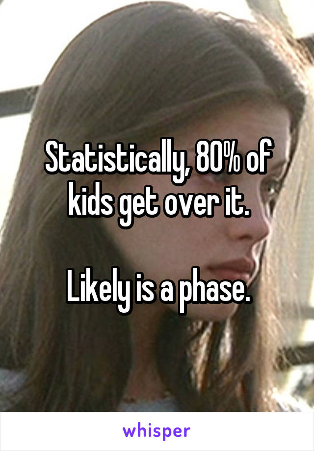 Statistically, 80% of kids get over it.

Likely is a phase.