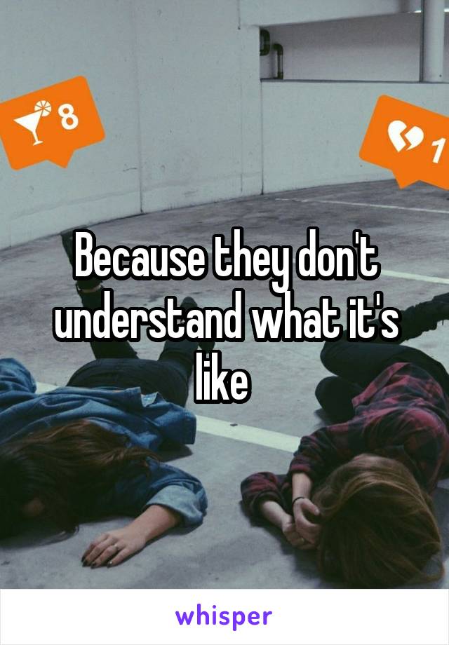 Because they don't understand what it's like 