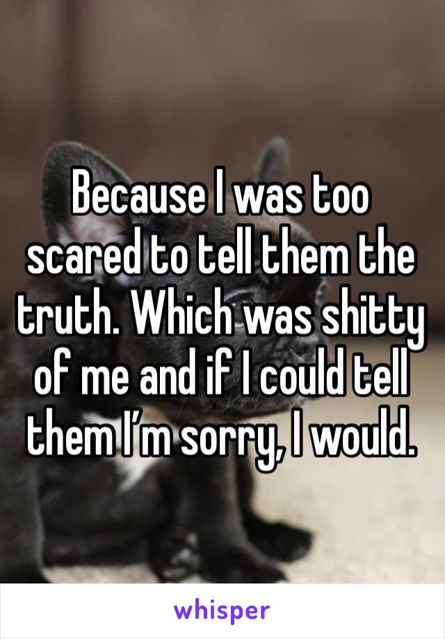 Because I was too scared to tell them the truth. Which was shitty of me and if I could tell them I’m sorry, I would.