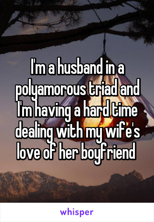 I'm a husband in a polyamorous triad and I'm having a hard time dealing with my wife's love of her boyfriend 