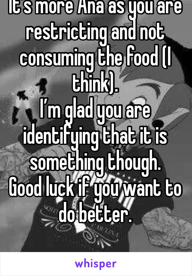 It’s more Ana as you are restricting and not consuming the food (I think). 
I’m glad you are identifying that it is something though. 
Good luck if you want to do better. 