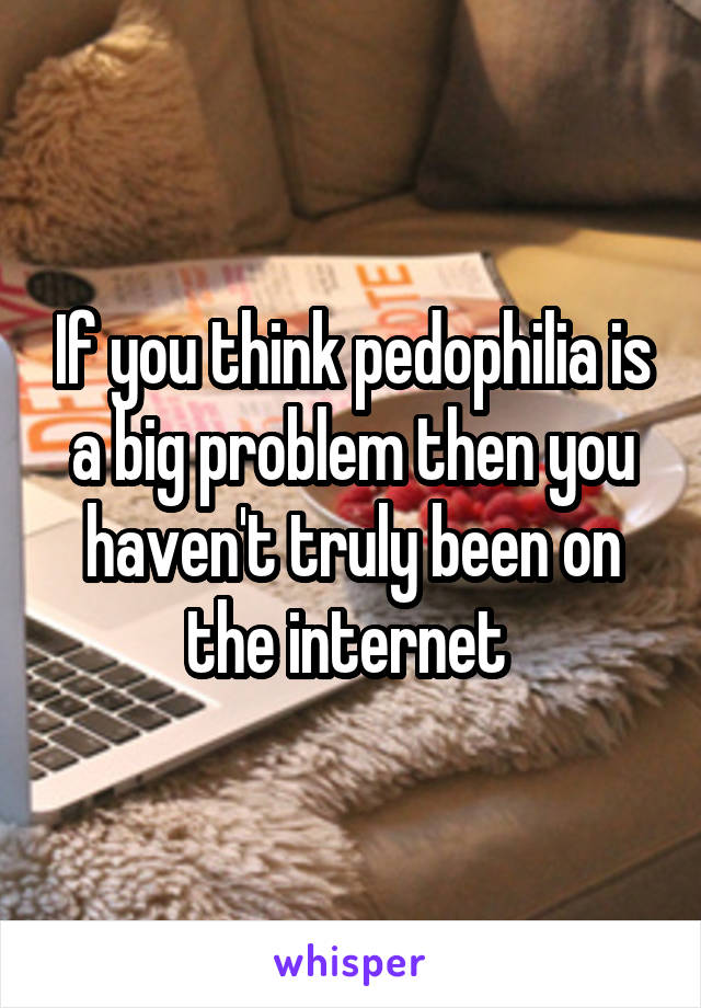 If you think pedophilia is a big problem then you haven't truly been on the internet 