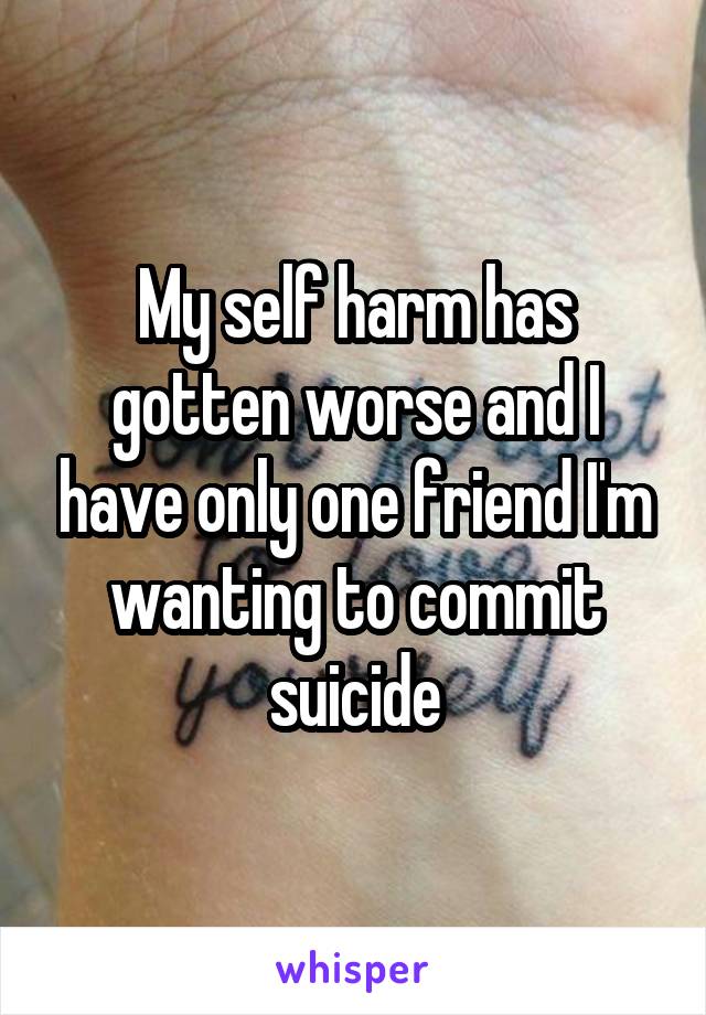 My self harm has gotten worse and I have only one friend I'm wanting to commit suicide