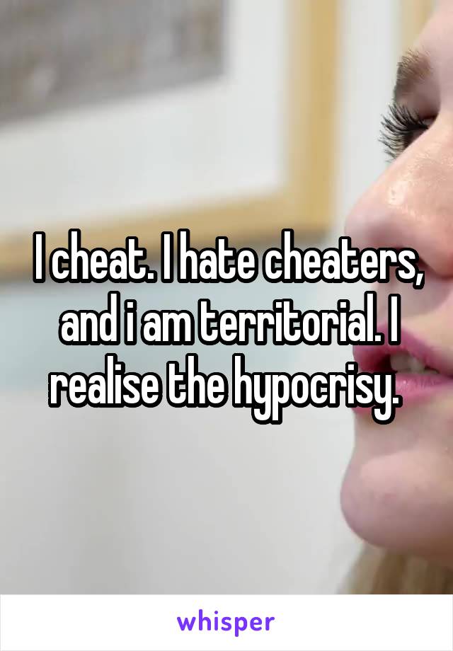 I cheat. I hate cheaters, and i am territorial. I realise the hypocrisy. 