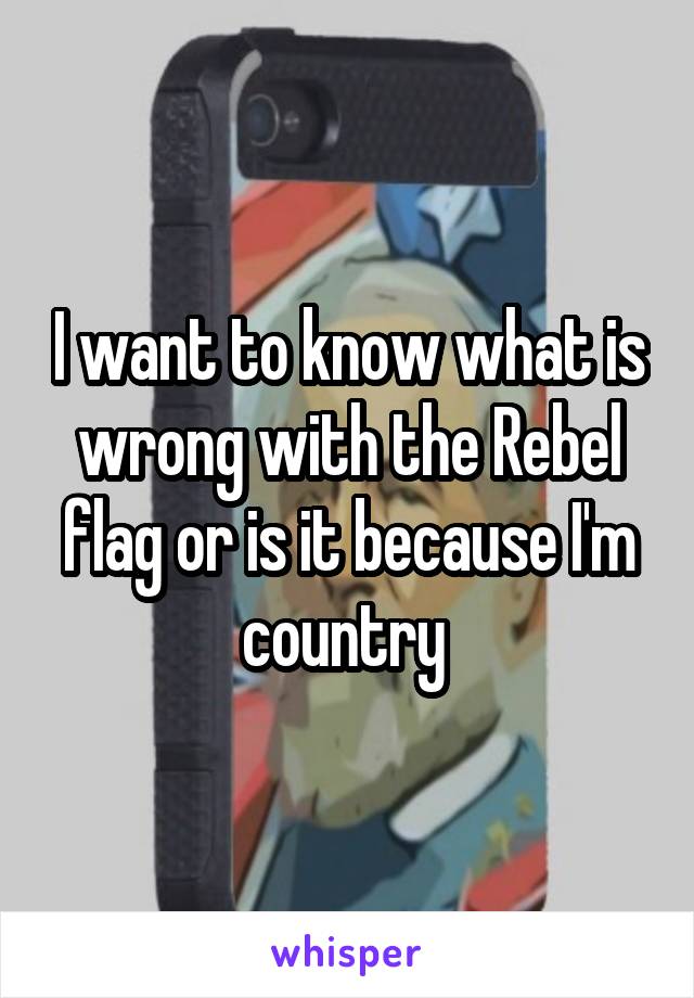 I want to know what is wrong with the Rebel flag or is it because I'm country 