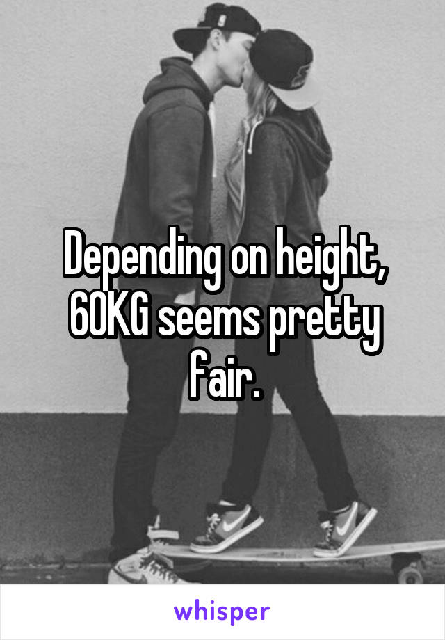 Depending on height, 60KG seems pretty fair.