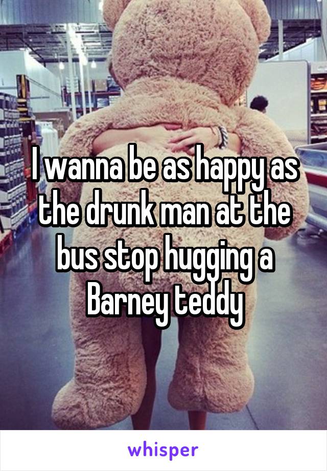 I wanna be as happy as the drunk man at the bus stop hugging a Barney teddy