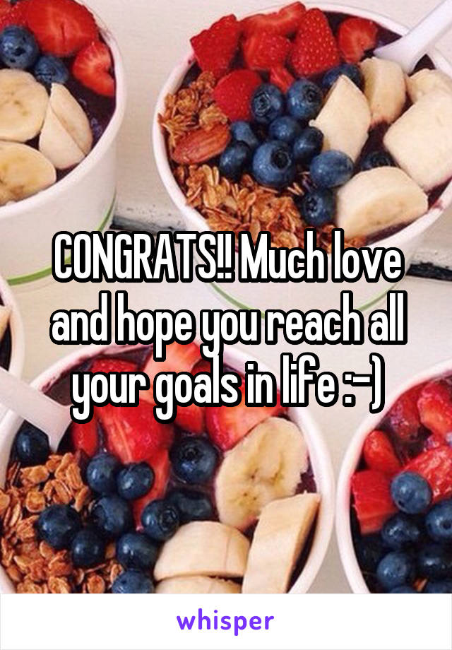 CONGRATS!! Much love and hope you reach all your goals in life :-)