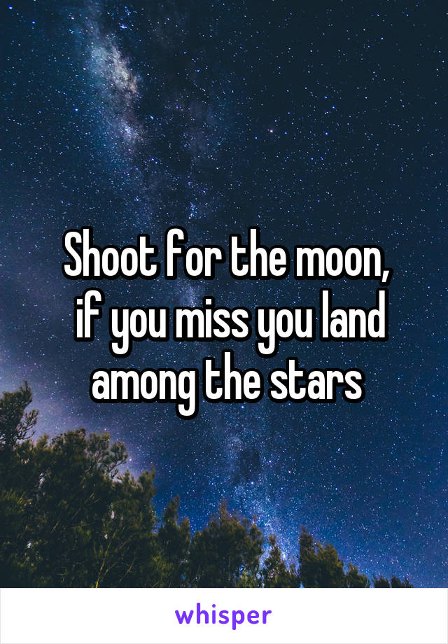 Shoot for the moon,
 if you miss you land
among the stars