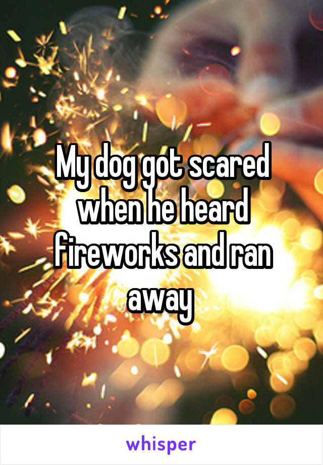 My dog got scared when he heard fireworks and ran away 