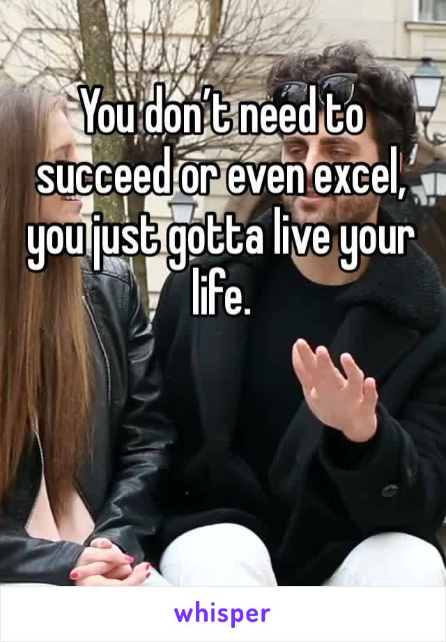 You don’t need to succeed or even excel, you just gotta live your life. 