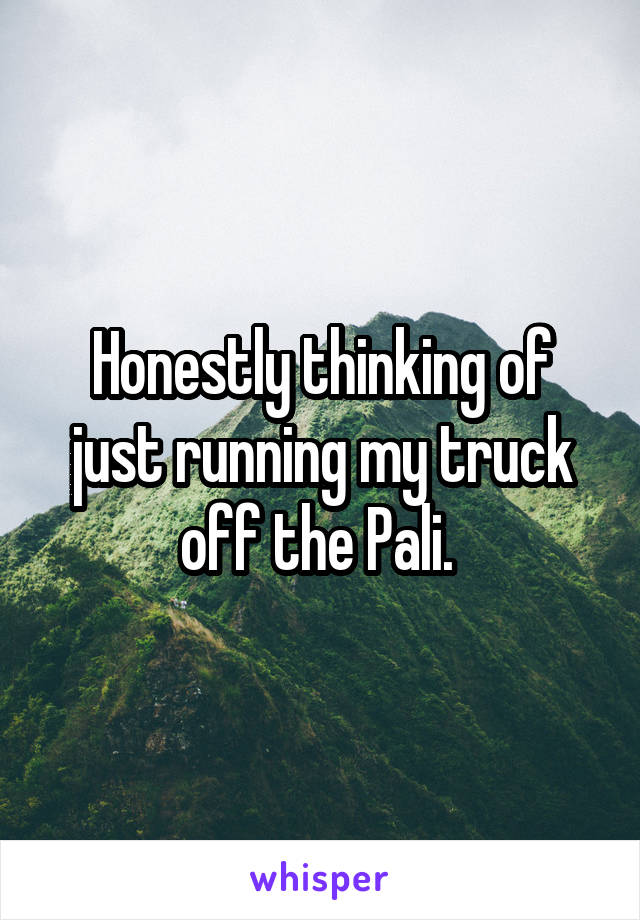 Honestly thinking of just running my truck off the Pali. 