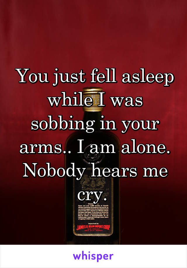 You just fell asleep while I was sobbing in your arms.. I am alone. Nobody hears me cry. 