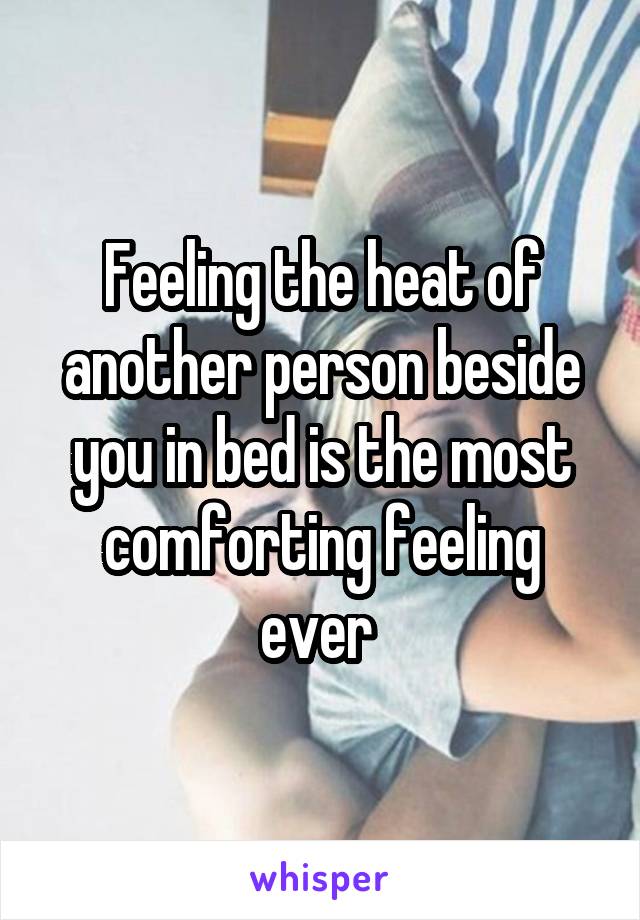 Feeling the heat of another person beside you in bed is the most comforting feeling ever 