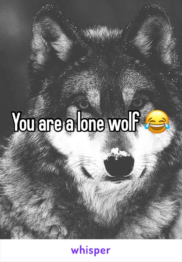 You are a lone wolf 😂 