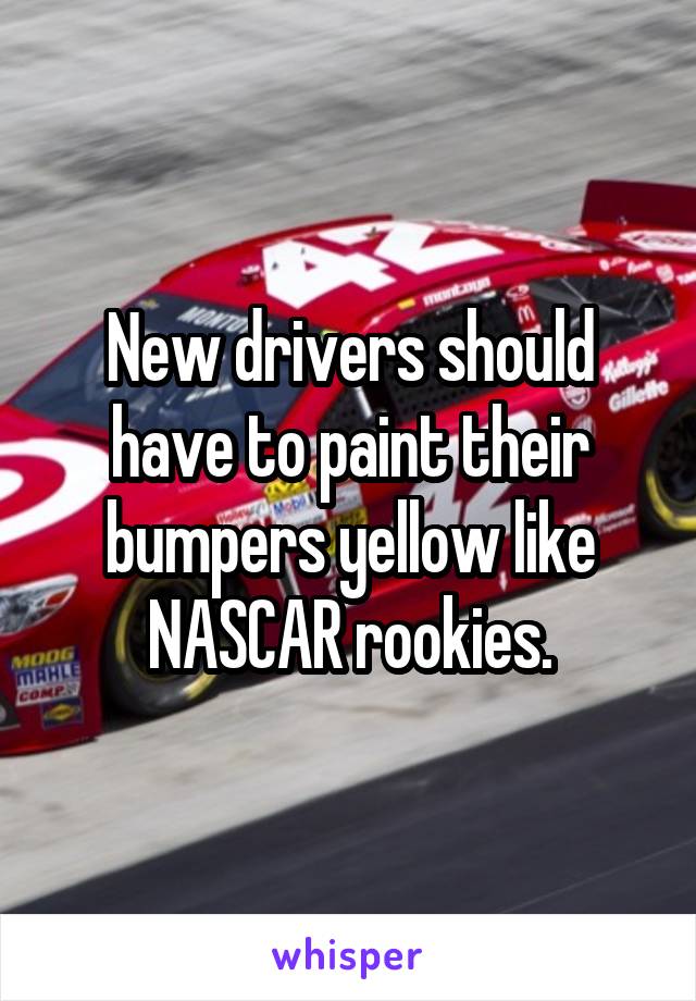 New drivers should have to paint their bumpers yellow like NASCAR rookies.