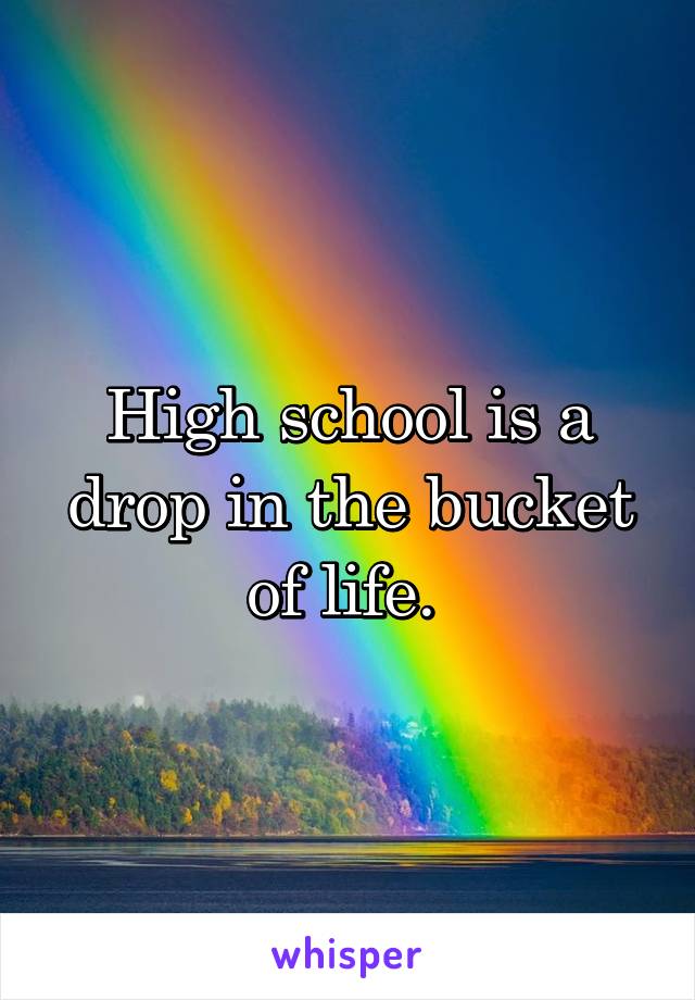High school is a drop in the bucket of life. 
