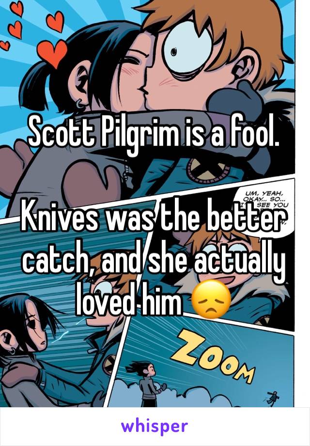 Scott Pilgrim is a fool. 

Knives was the better catch, and she actually loved him 😞