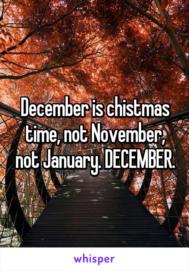 December is chistmas time, not November, not January. DECEMBER.