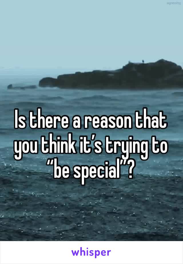 Is there a reason that you think it’s trying to “be special”? 