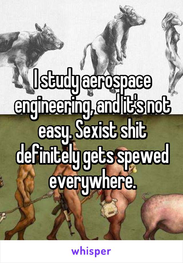 I study aerospace engineering, and it's not easy. Sexist shit definitely gets spewed everywhere.