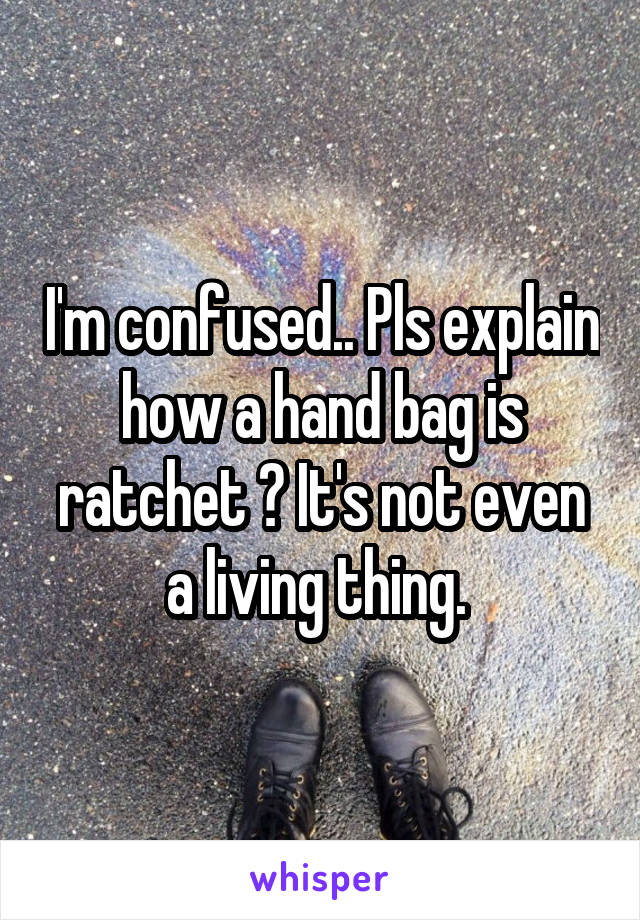 I'm confused.. Pls explain how a hand bag is ratchet ? It's not even a living thing. 