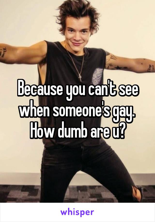 Because you can't see when someone's gay.  How dumb are u?