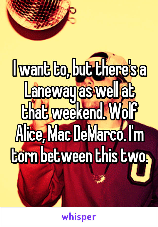 I want to, but there's a Laneway as well at that weekend. Wolf Alice, Mac DeMarco. I'm torn between this two.