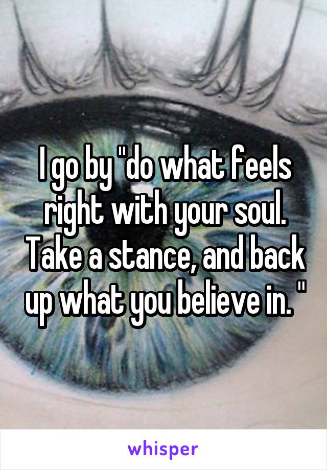 I go by "do what feels right with your soul. Take a stance, and back up what you believe in. "