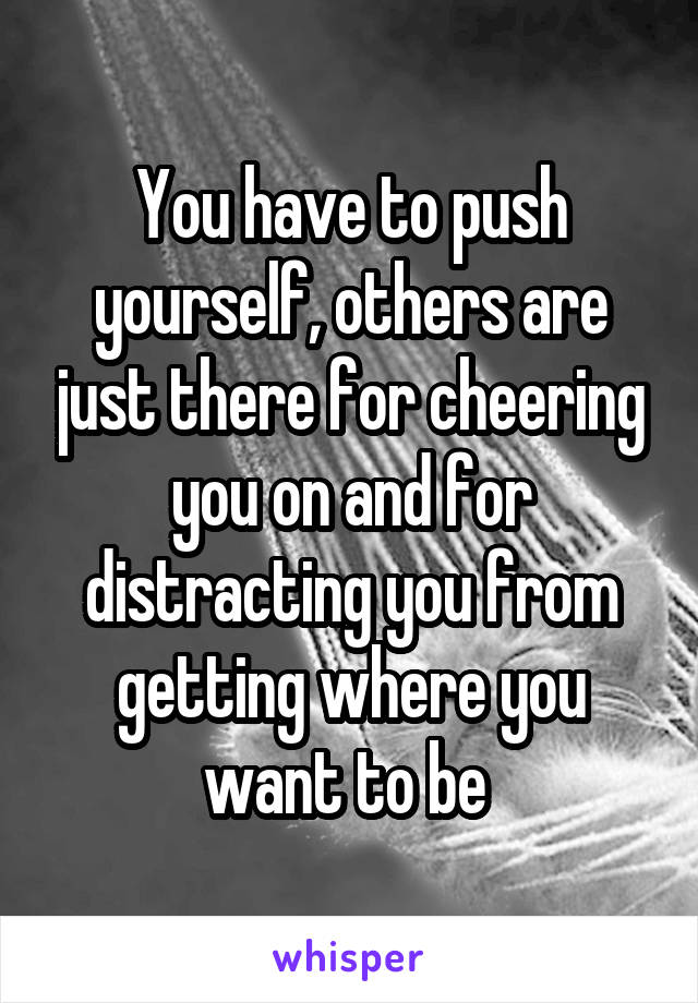 You have to push yourself, others are just there for cheering you on and for distracting you from getting where you want to be 