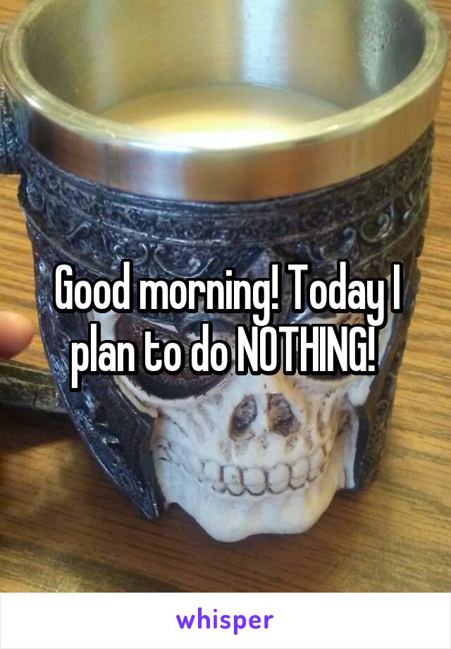 Good morning! Today I plan to do NOTHING! 