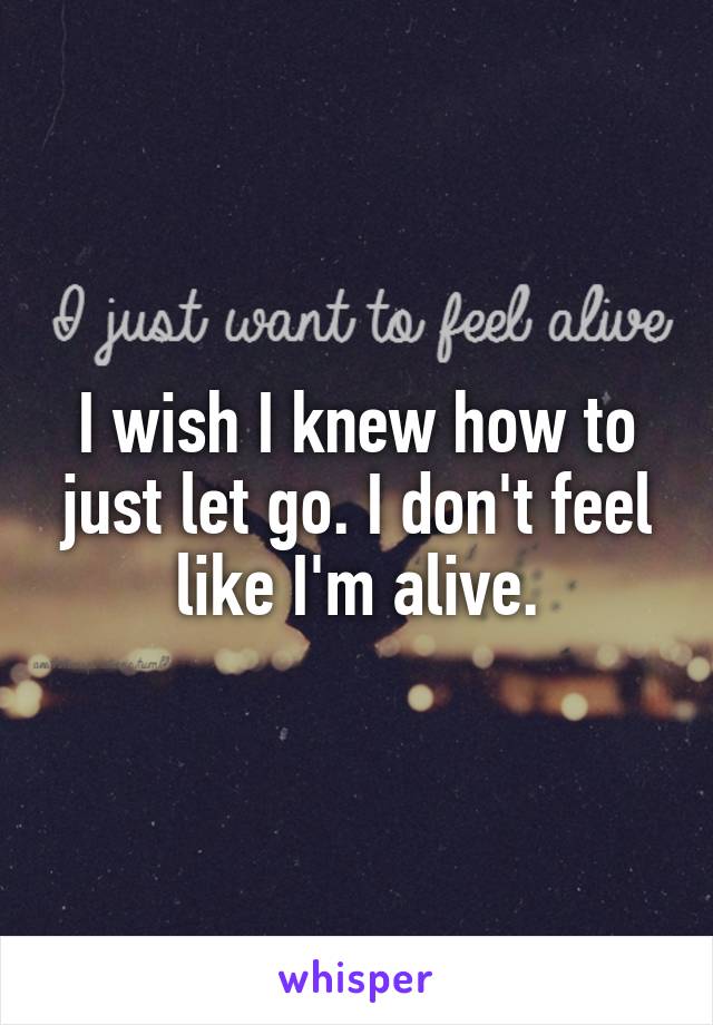 I wish I knew how to just let go. I don't feel like I'm alive.