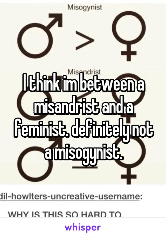 I think im between a misandrist and a feminist. definitely not a misogynist.