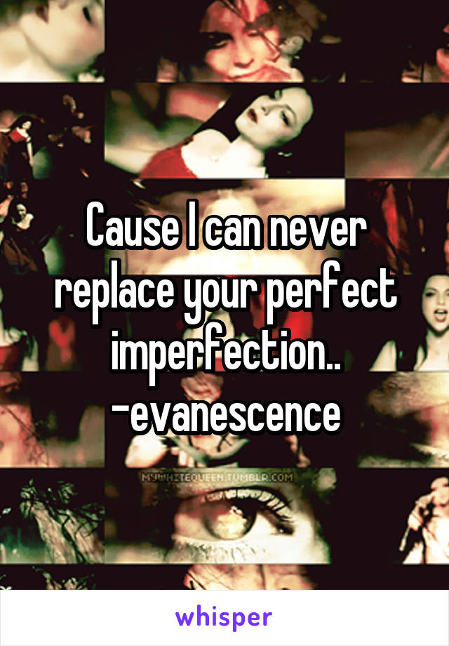 Cause I can never replace your perfect imperfection..
-evanescence