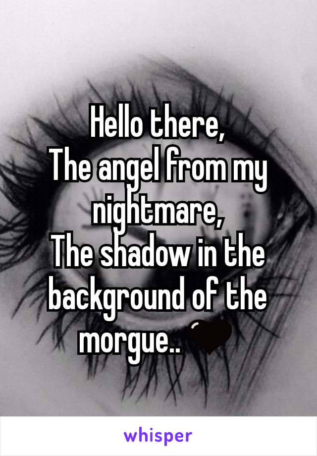 Hello there,
The angel from my nightmare,
The shadow in the background of the morgue..🖤