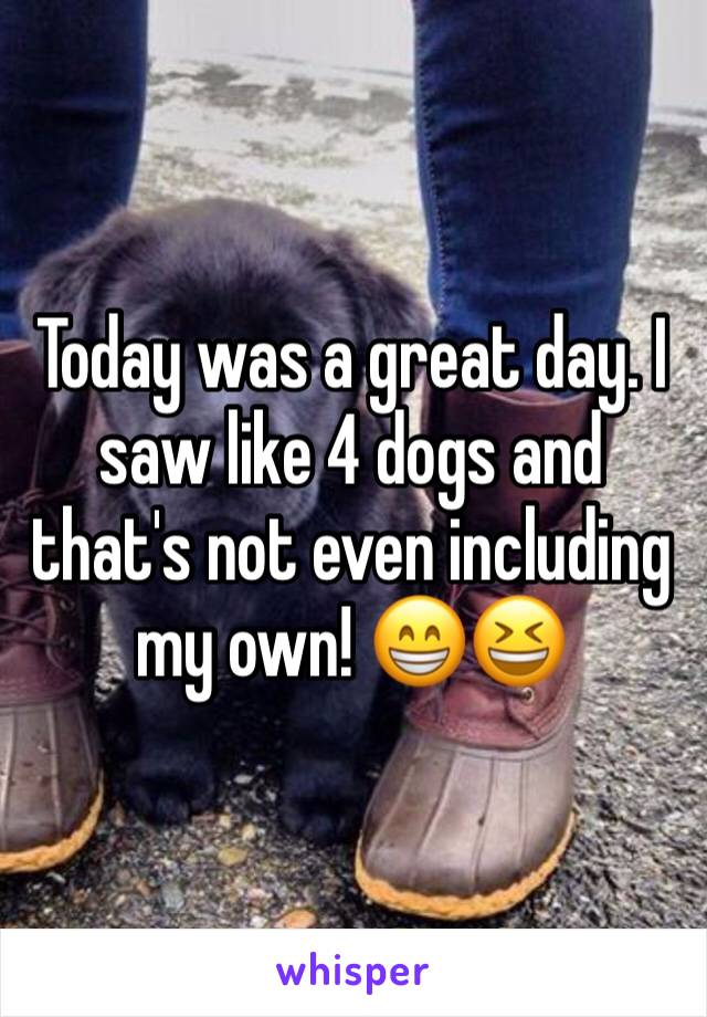 Today was a great day. I saw like 4 dogs and that's not even including my own! 😁😆