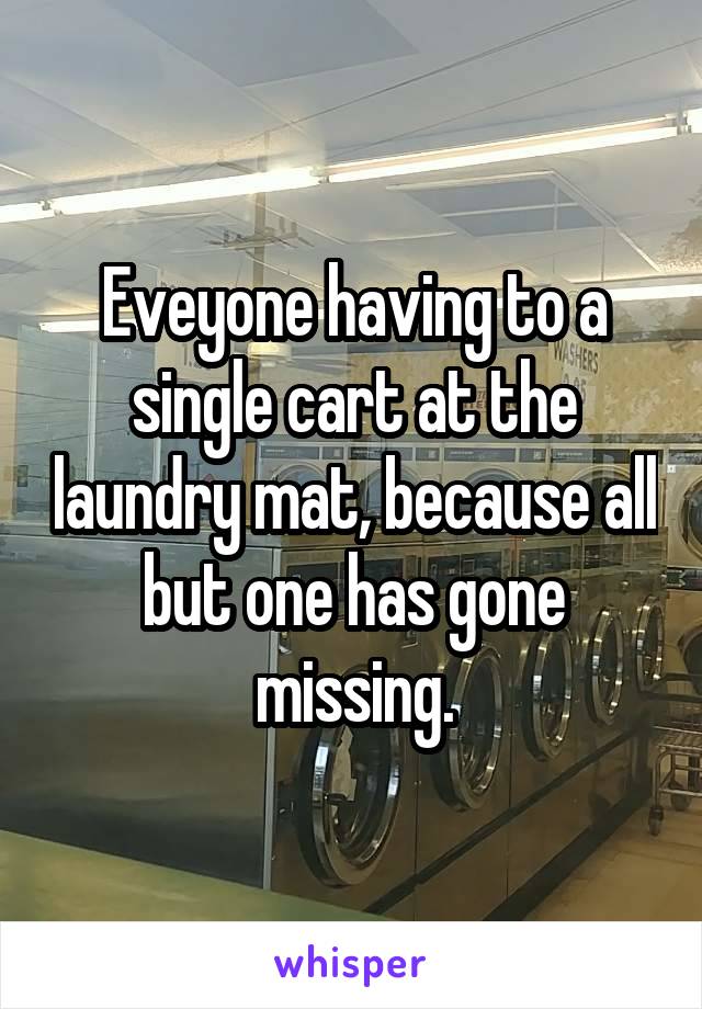 Eveyone having to a single cart at the laundry mat, because all but one has gone missing.