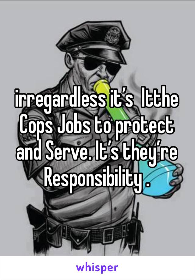 irregardless it’s  Itthe Cops Jobs to protect and Serve. It’s they’re Responsibility .