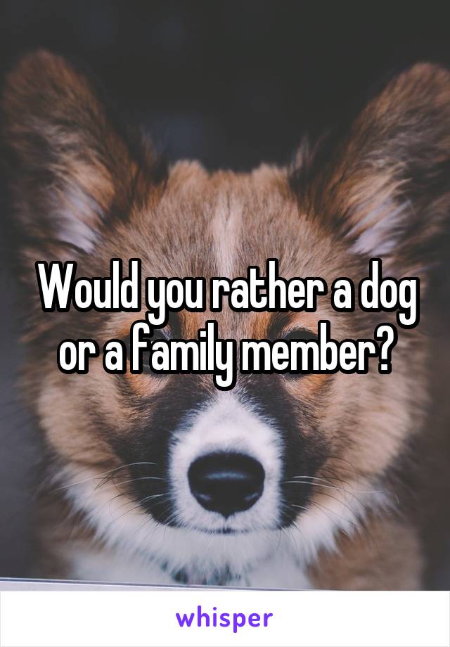 Would you rather a dog or a family member?