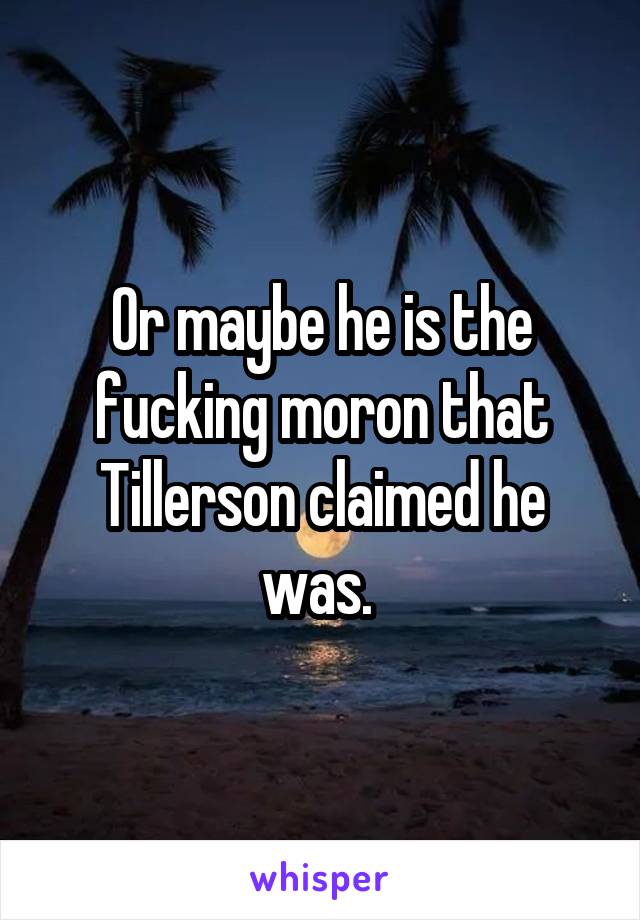 Or maybe he is the fucking moron that Tillerson claimed he was. 