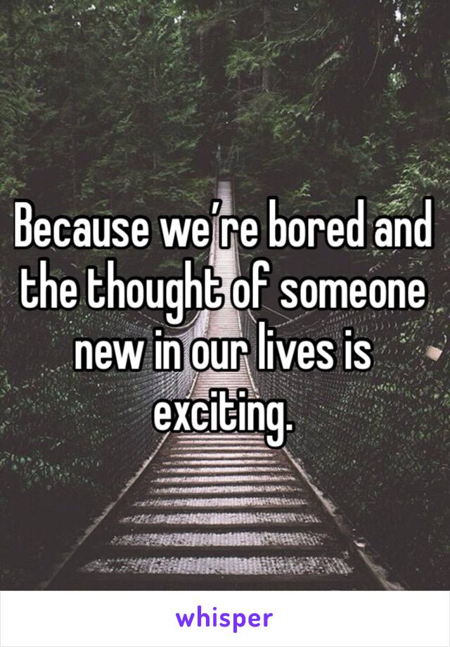 Because we’re bored and the thought of someone new in our lives is exciting. 