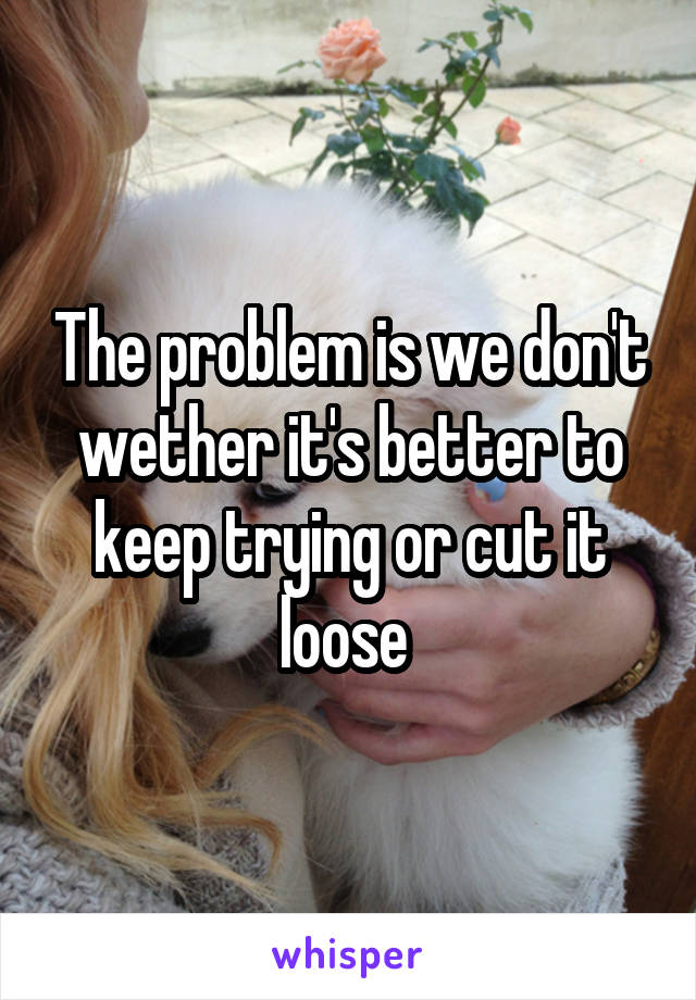 The problem is we don't wether it's better to keep trying or cut it loose 