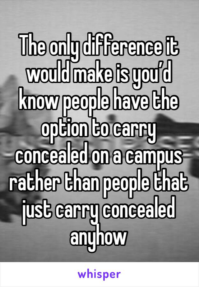 The only difference it would make is you’d know people have the option to carry concealed on a campus rather than people that just carry concealed anyhow