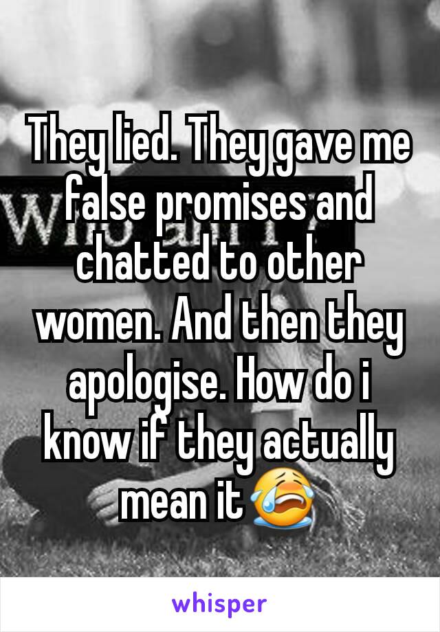 They lied. They gave me false promises and chatted to other women. And then they apologise. How do i know if they actually mean it😭