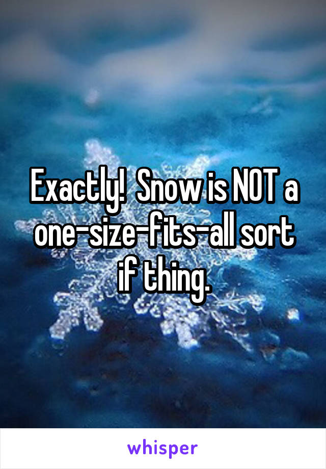 Exactly!  Snow is NOT a one-size-fits-all sort if thing.