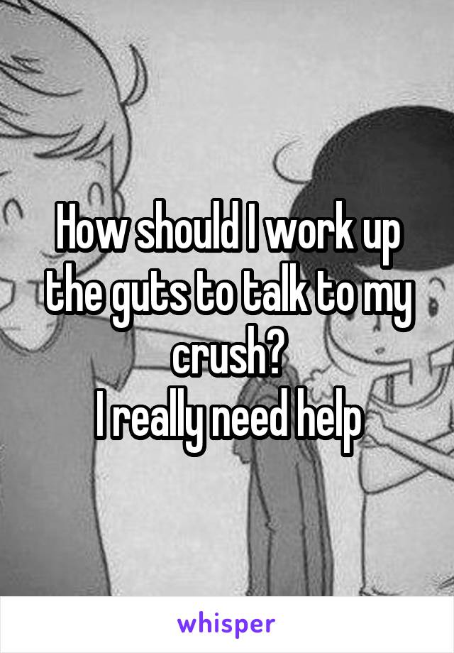 How should I work up the guts to talk to my crush?
I really need help