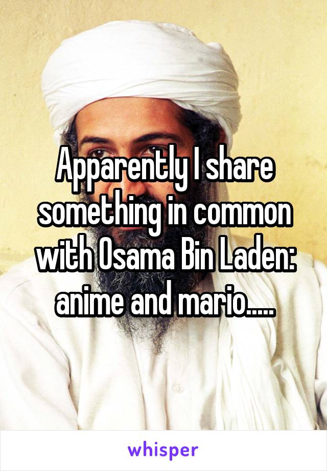 Apparently I share something in common with Osama Bin Laden: anime and mario.....