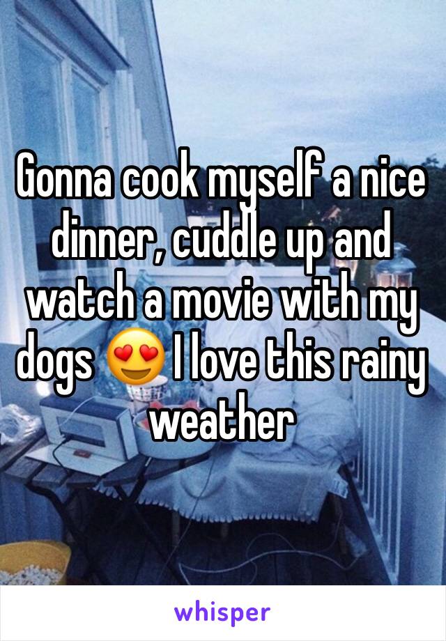 Gonna cook myself a nice dinner, cuddle up and watch a movie with my dogs 😍 I love this rainy weather 